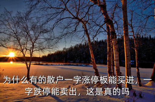為什么有的散戶一字漲停板能買進，一字跌停能賣出，這是真的嗎