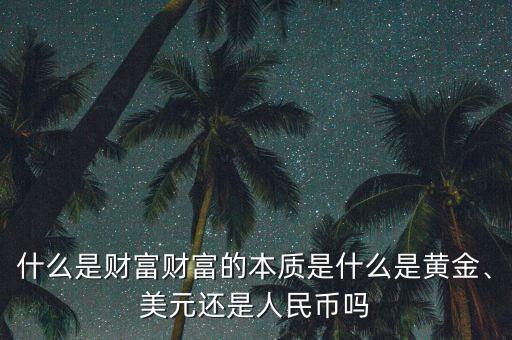 什么是財(cái)富財(cái)富的本質(zhì)是什么是黃金、美元還是人民幣嗎