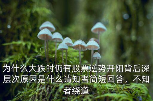 為什么大跌時(shí)仍有股票逆勢(shì)開(kāi)陽(yáng)背后深層次原因是什么請(qǐng)知者簡(jiǎn)短回答，不知者繞道