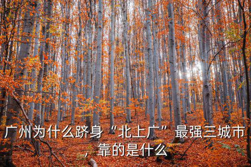 廣州為什么躋身“北上廣”最強三城市，靠的是什么