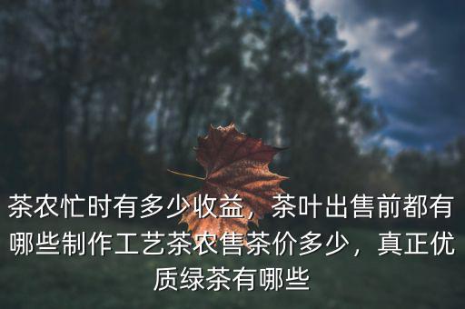 茶農(nóng)忙時(shí)有多少收益，茶葉出售前都有哪些制作工藝茶農(nóng)售茶價(jià)多少，真正優(yōu)質(zhì)綠茶有哪些