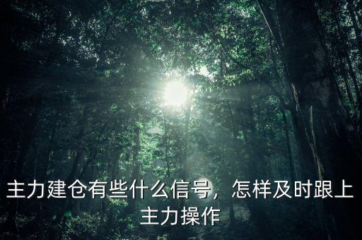 主力建倉(cāng)有些什么信號(hào)，怎樣及時(shí)跟上主力操作
