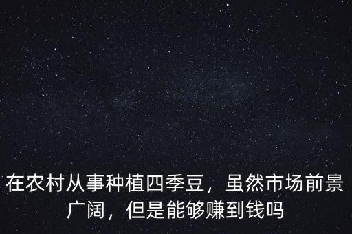 在農村從事種植四季豆，雖然市場前景廣闊，但是能夠賺到錢嗎