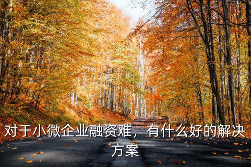 對于小微企業(yè)融資難，有什么好的解決方案