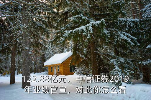 122.88億元，中信證券2019年業(yè)績官宣，對此你怎么看