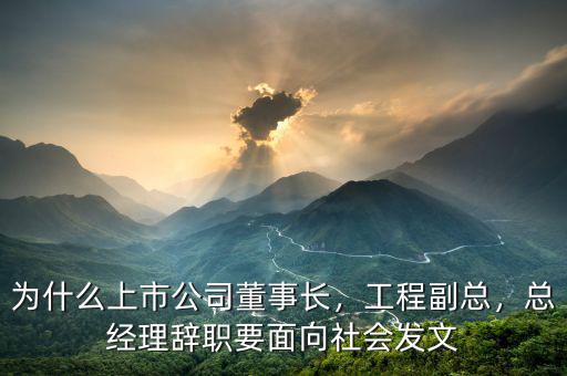 為什么上市公司董事長，工程副總，總經(jīng)理辭職要面向社會發(fā)文