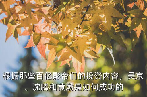 根據(jù)那些百億影帝們的投資內(nèi)容，吳京、沈騰和黃渤是如何成功的