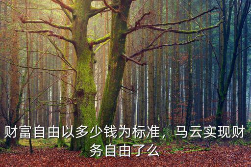 財富自由以多少錢為標準，馬云實現財務自由了么