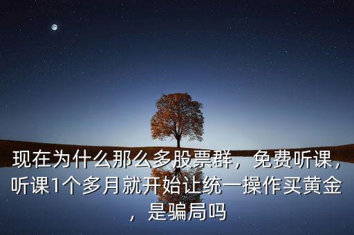 現(xiàn)在為什么那么多股票群，免費(fèi)聽課，聽課1個(gè)多月就開始讓統(tǒng)一操作買黃金，是騙局嗎