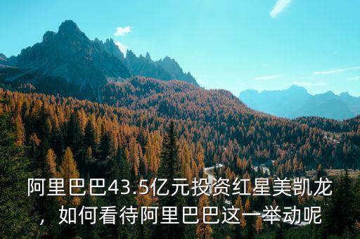 阿里巴巴43.5億元投資紅星美凱龍，如何看待阿里巴巴這一舉動呢
