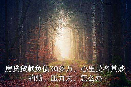 房貸貸款負(fù)債30多萬，心里莫名其妙的煩、壓力大，怎么辦