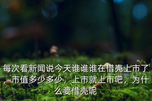 每次看新聞?wù)f今天誰(shuí)誰(shuí)誰(shuí)在借殼上市了，市值多少多少，上市就上市吧，為什么要借殼呢