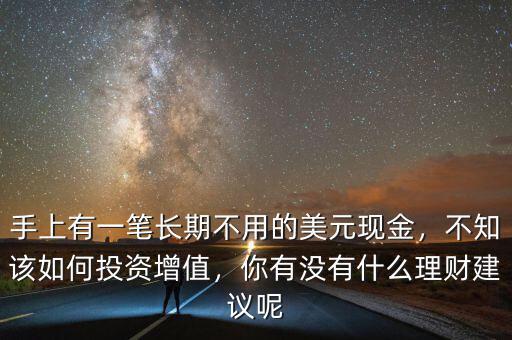 手上有一筆長期不用的美元現(xiàn)金，不知該如何投資增值，你有沒有什么理財(cái)建議呢