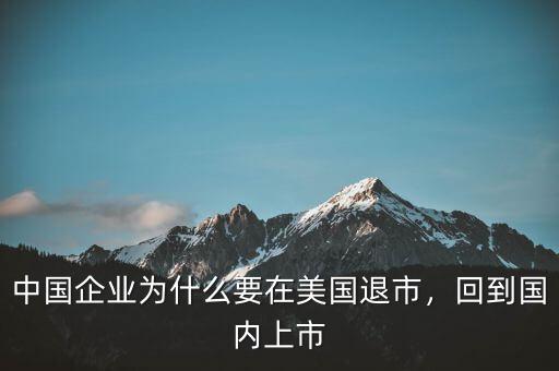 中國企業(yè)為什么要在美國退市，回到國內(nèi)上市