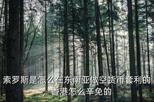 索羅斯是怎么在東南亞做空貨幣套利的，香港怎么辛免的