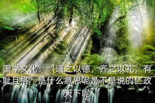 國(guó)學(xué)文化：“道之以德，齊之以禮，有恥且格”是什么意思呢是不是說(shuō)的仁政天下呢