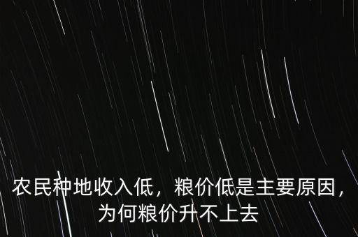 農(nóng)民種地收入低，糧價(jià)低是主要原因，為何糧價(jià)升不上去