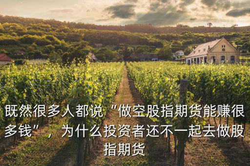 既然很多人都說“做空股指期貨能賺很多錢”，為什么投資者還不一起去做股指期貨