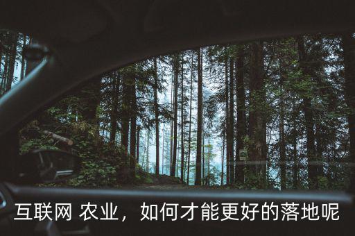 互聯(lián)網(wǎng) 農(nóng)業(yè)，如何才能更好的落地呢