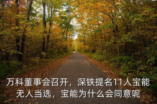 萬(wàn)科董事會(huì)召開(kāi)，深鐵提名11人寶能無(wú)人當(dāng)選，寶能為什么會(huì)同意呢