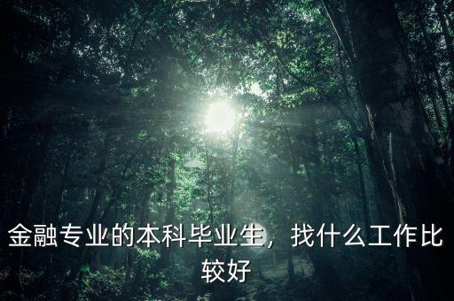 金融專業(yè)的本科畢業(yè)生，找什么工作比較好