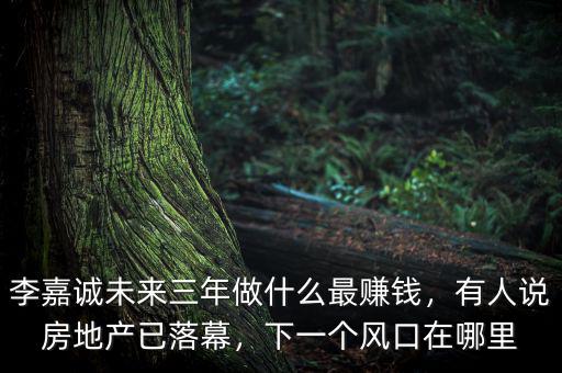 李嘉誠未來三年做什么最賺錢，有人說房地產(chǎn)已落幕，下一個(gè)風(fēng)口在哪里