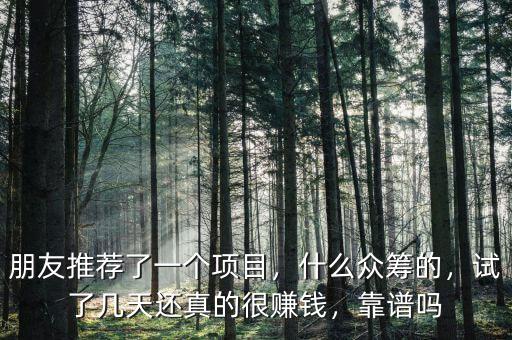 朋友推薦了一個項(xiàng)目，什么眾籌的，試了幾天還真的很賺錢，靠譜嗎