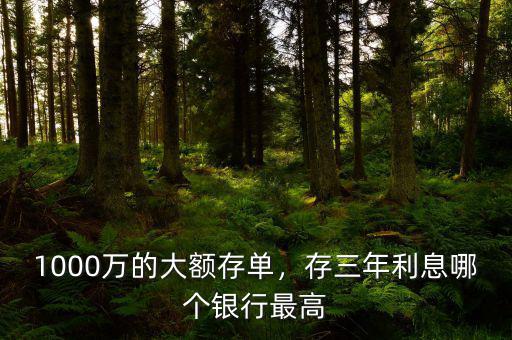 1000萬的大額存單，存三年利息哪個銀行最高