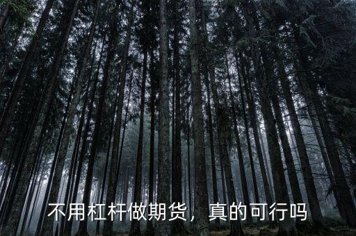 不用杠桿做期貨，真的可行嗎