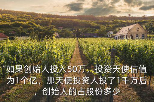 如果創(chuàng)始人投入50萬，投資天使估值為1個(gè)億，那天使投資人投了1千萬后，創(chuàng)始人的占股份多少