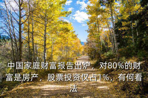 中國家庭財富報告出爐，對80%的財富是房產(chǎn)，股票投資僅占1%，有何看法