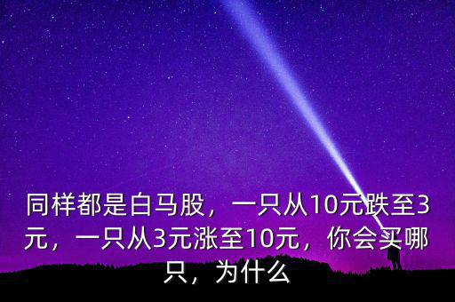同樣都是白馬股，一只從10元跌至3元，一只從3元漲至10元，你會買哪只，為什么