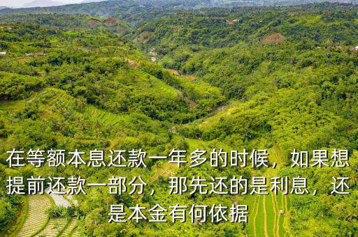 在等額本息還款一年多的時候，如果想提前還款一部分，那先還的是利息，還是本金有何依據(jù)