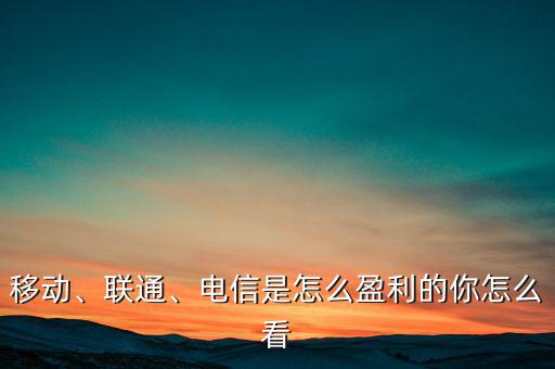 移動(dòng)、聯(lián)通、電信是怎么盈利的你怎么看