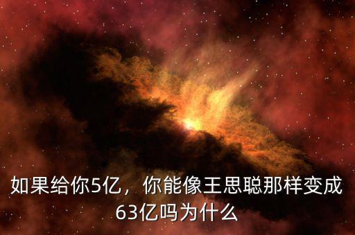 如果給你5億，你能像王思聰那樣變成63億嗎為什么