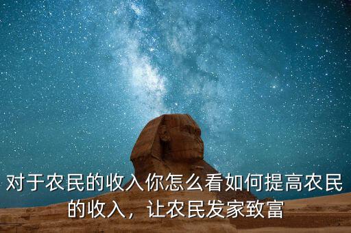 對于農(nóng)民的收入你怎么看如何提高農(nóng)民的收入，讓農(nóng)民發(fā)家致富