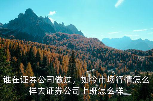 誰在證券公司做過，如今市場行情怎么樣去證券公司上班怎么樣