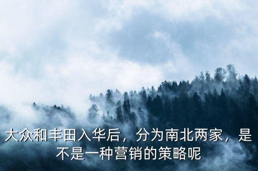 大眾和豐田入華后，分為南北兩家，是不是一種營銷的策略呢