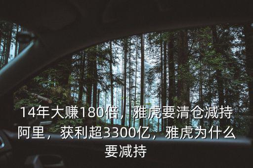 14年大賺180倍，雅虎要清倉減持阿里，獲利超3300億，雅虎為什么要減持