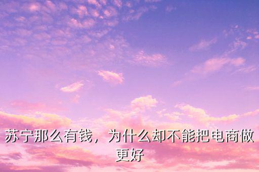 蘇寧那么有錢，為什么卻不能把電商做更好