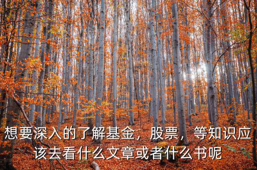 想要深入的了解基金，股票，等知識應(yīng)該去看什么文章或者什么書呢