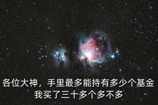 各位大神，手里最多能持有多少個(gè)基金我買(mǎi)了三十多個(gè)多不多