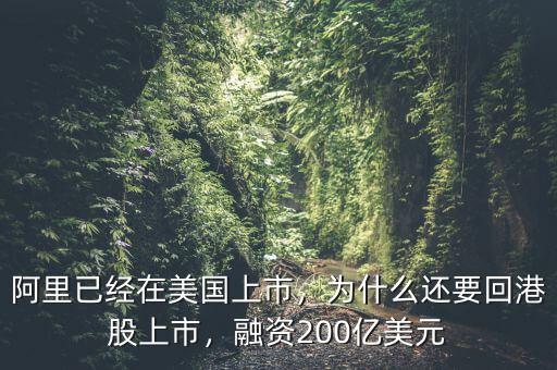 阿里已經在美國上市，為什么還要回港股上市，融資200億美元