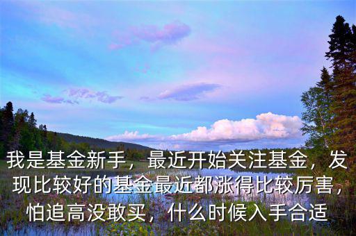 我是基金新手，最近開(kāi)始關(guān)注基金，發(fā)現(xiàn)比較好的基金最近都漲得比較厲害，怕追高沒(méi)敢買，什么時(shí)候入手合適