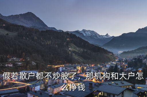 假若散戶都不炒股了，那機構(gòu)和大戶怎么掙錢