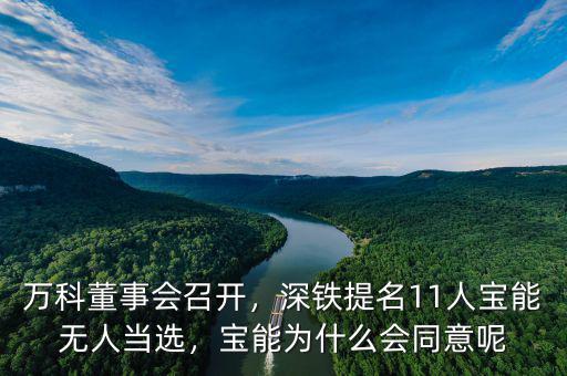 萬(wàn)科董事會(huì)召開(kāi)，深鐵提名11人寶能無(wú)人當(dāng)選，寶能為什么會(huì)同意呢
