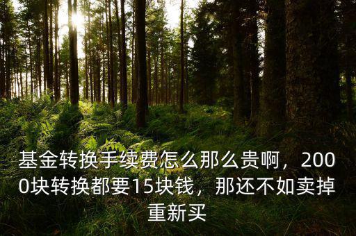 基金轉(zhuǎn)換手續(xù)費怎么那么貴啊，2000塊轉(zhuǎn)換都要15塊錢，那還不如賣掉重新買