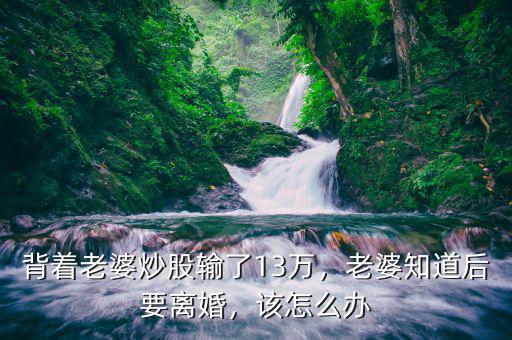 背著老婆炒股輸了13萬(wàn)，老婆知道后要離婚，該怎么辦