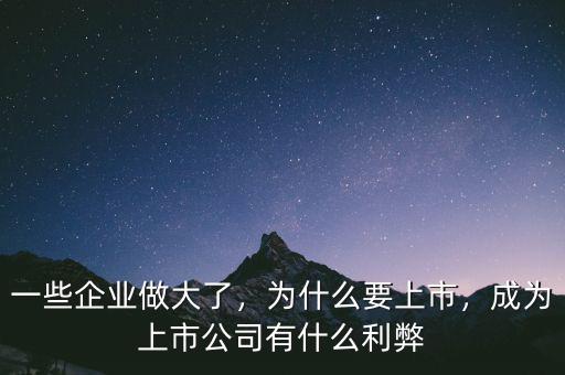 一些企業(yè)做大了，為什么要上市，成為上市公司有什么利弊