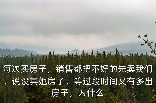 每次買房子，銷售都把不好的先賣我們，說沒其她房子，等過段時(shí)間又有多出房子，為什么